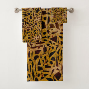 Brown Mosaic Glass Tile Modern Chic Bath Towel Set