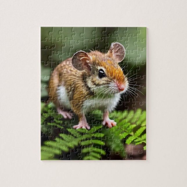 Brown Mouse On A Fern Leaf, Jigsaw Puzzle (Vertical)