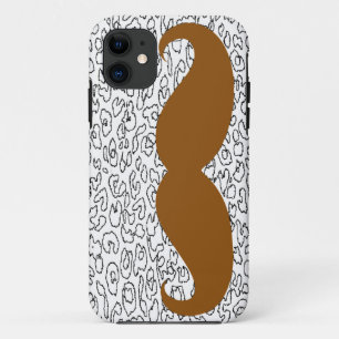 Brown Moustache on leopard skin iPhone 11 Case