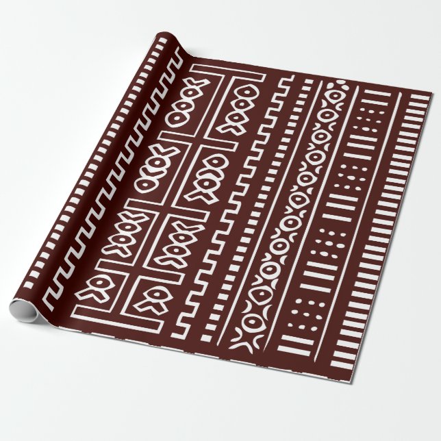 Brown Mud Cloth Pattern Wrapping Paper (Unrolled)