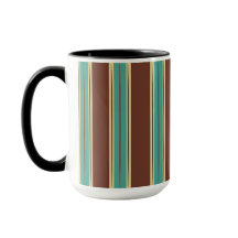 Brown Mug Cup with Turquoise, Black & Beige