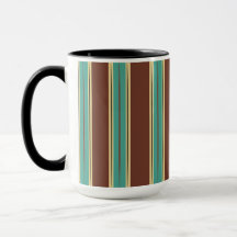 Brown Mug Cup with Turquoise, Black & Beige