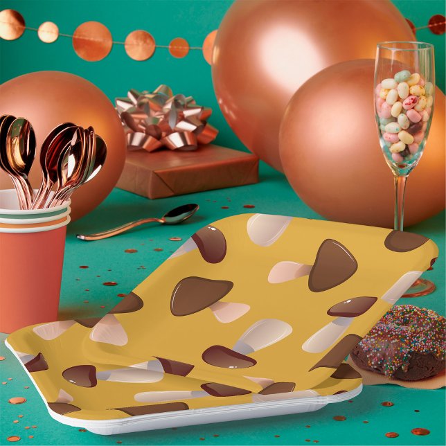 Brown Mushrooms Paper Plate (Creator Uploaded)