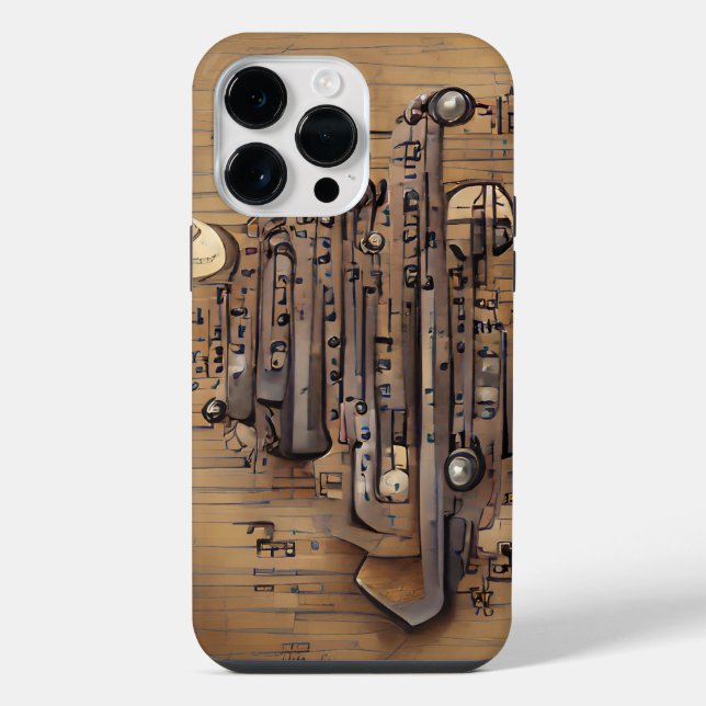 BROWN MUSICAL STEAMPUNK THEME iPhone CASE (Back)