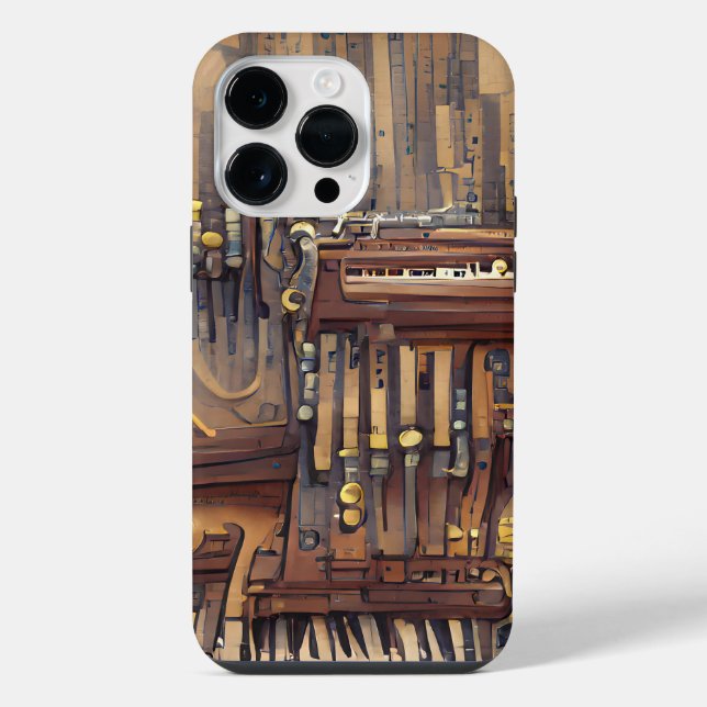 BROWN MUSICAL STEAMPUNK THEME iPhone CASE (Back)