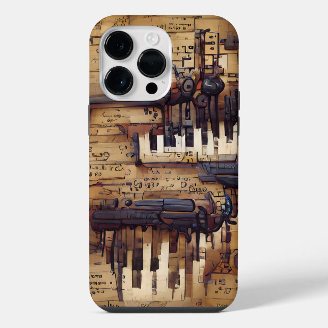BROWN MUSICAL STEAMPUNK THEME iPhone CASE (Back)