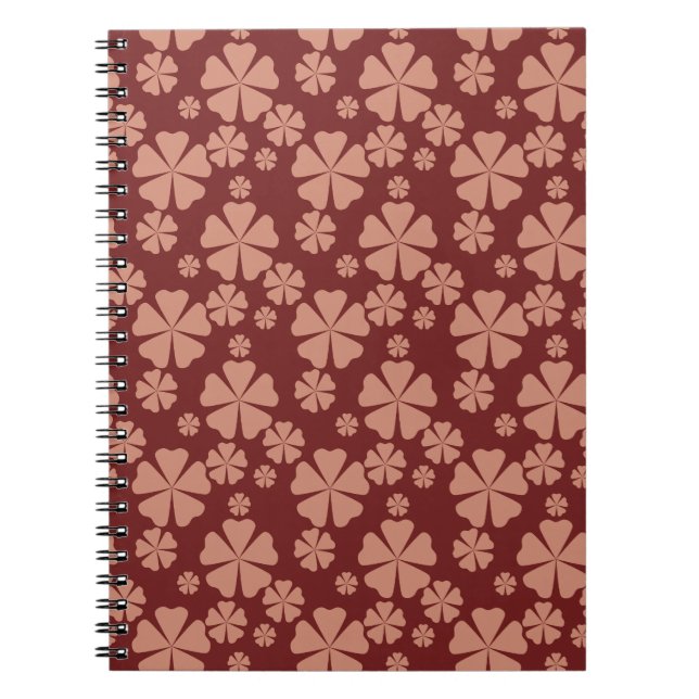 Brown Muted Floral Abstract Pattern Notebook (Front)