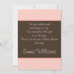 Brown n Pink Polka Dot Baby Shower Invitation