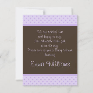 Brown n Purple Polka Dot Baby Shower Invitation