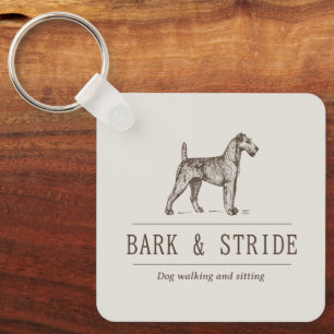 Brown Natural Dog Walking Business Branding QR  Keychain