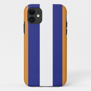 Brown, navy blue and white stripes iPhone 11 case