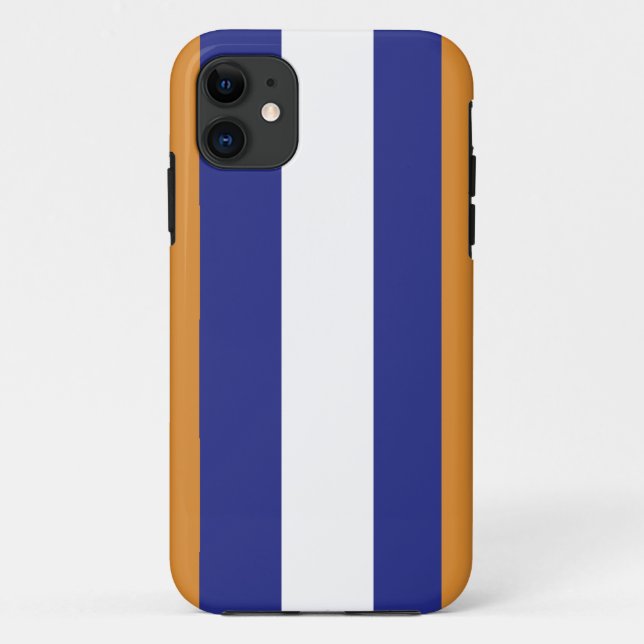 Brown, navy blue and white stripes Case-Mate iPhone case (Back)