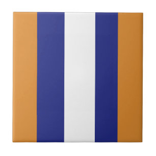 Brown, navy blue and white stripes tile