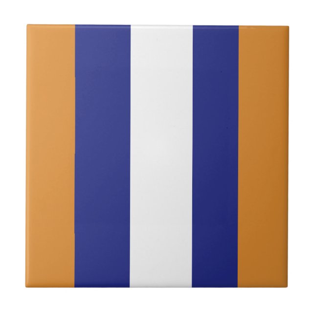 Brown, navy blue and white stripes tile (Front)