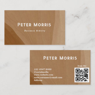Brown Neutral Tone Minimalist QR Code Professional Business Card