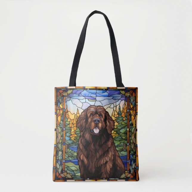 Brown Newfoundland Dog Tote Bag (Front)