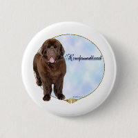 Brown Newfoundland Portrait - Button