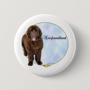 Brown Newfoundland Portrait - Button