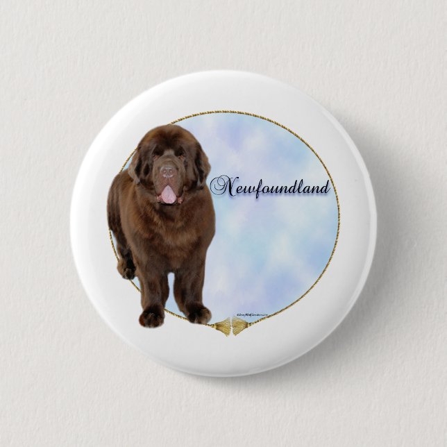 Brown Newfoundland Portrait - Button (Front)