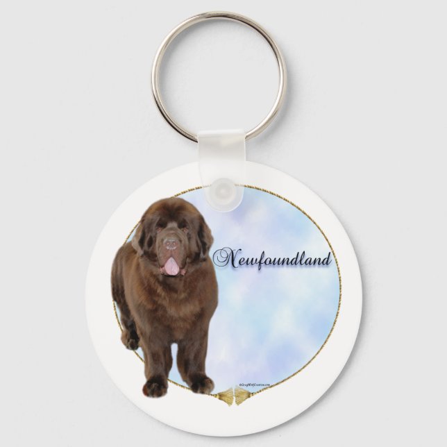 Brown Newfoundland Portrait Keychain (Front)