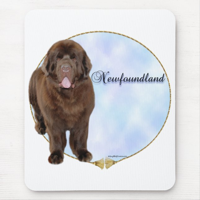 Brown Newfoundland Portrait Mouse Pad (Front)