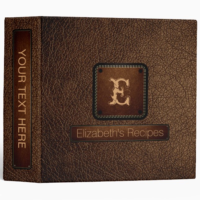 Brown-nose Leather Elegant Monogram Binder (Front/Spine)