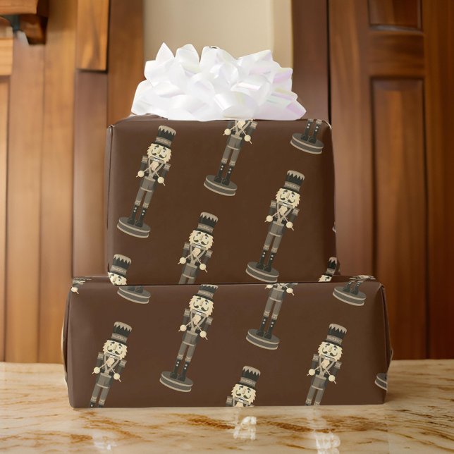 Brown Nutcracker Soldier Christmas Wrapping Paper (Creator Uploaded)
