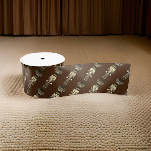 Brown Nutcracker Soldier Christmas Wrapping Paper Satin Ribbon