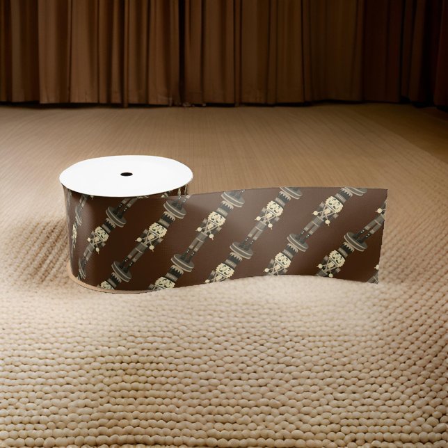 Brown Nutcracker Soldier Christmas Wrapping Paper Satin Ribbon (Creator Uploaded)