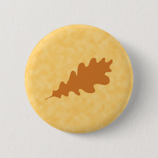 Brown Oak Leaf Design. 2 Inch Round Button
