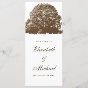Brown Oak Tree Fall Wedding Program