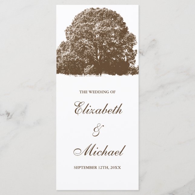 Brown Oak Tree Fall Wedding Program (Front)