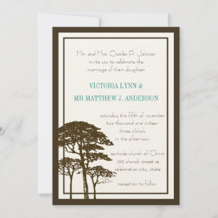 Brown Oak Tree Wedding Invitation