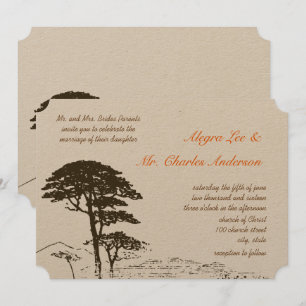 Brown Oak Tree Wedding Invitations