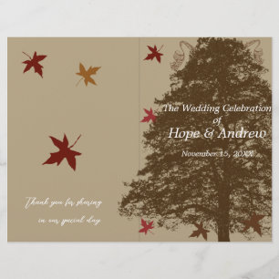 Brown Oak Tree Wedding Program