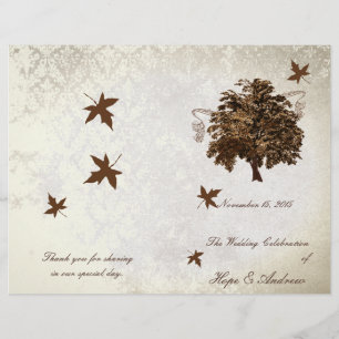 Brown Oak Tree Wedding Program