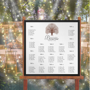 Brown Oak Tree Wedding Seating Chart 17 Tables