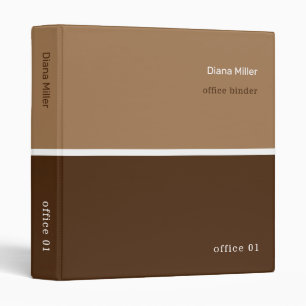 brown office 3 ring binder with name