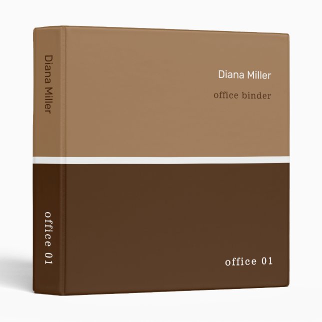 brown office 3 ring binder with name (Front/Spine)