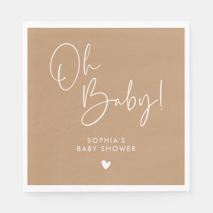 Brown Oh Baby Modern Boho Baby Shower Napkin