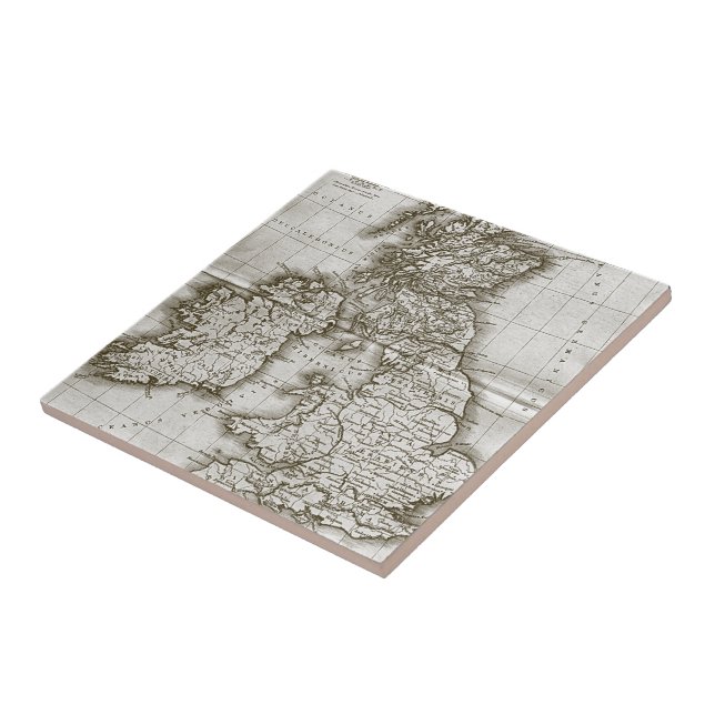 Brown Old World Antique Map Tile and Trivet (Side)