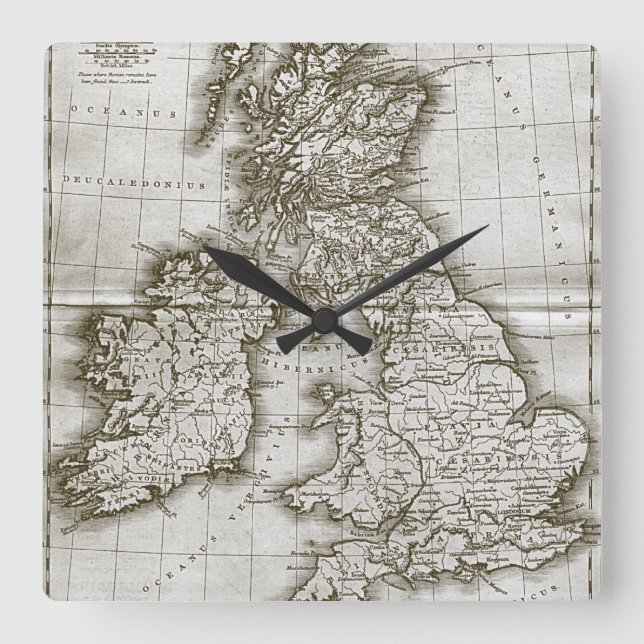 Brown Old World Antique Map Wall Clock (Front)