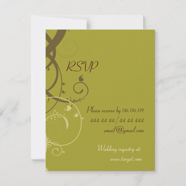 BROWN/OLIVE RSVP FOR WEDDING Invitation (Front)