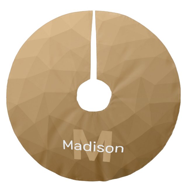 Brown ombre geometric mesh pattern Monogram Brushed Polyester Tree Skirt (Front)
