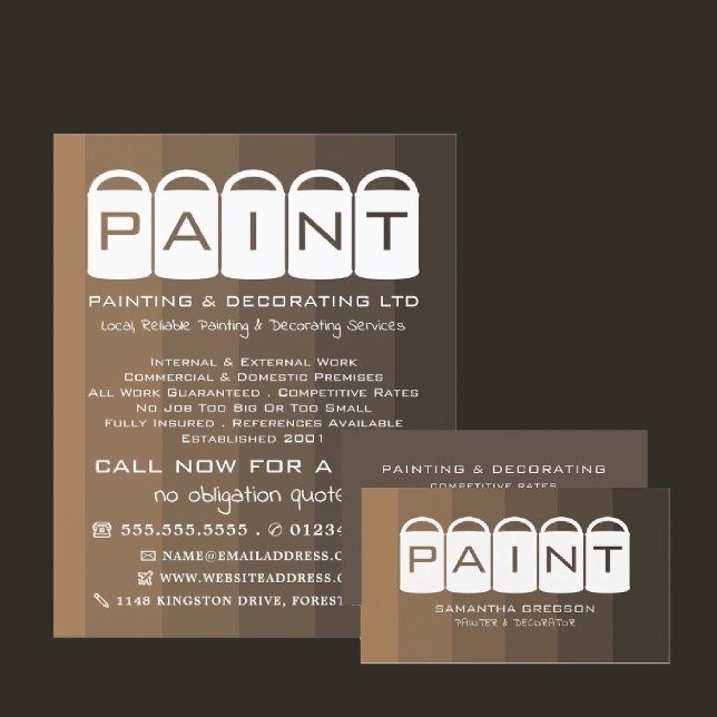 Brown Ombre, Paint Buckets, Painter & Decorator Flyer (Creator Uploaded)
