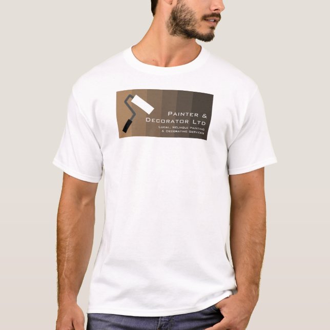 Brown Ombre & Paint Roller, Painter & Decorator T-Shirt (Front)