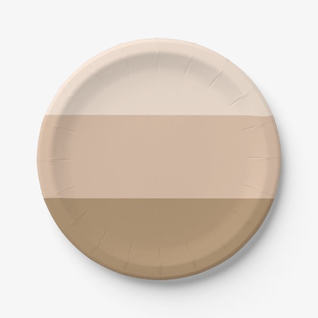 Brown Ombre Striped Paper Plate (Front)