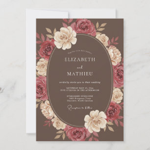 Brown Opulent Blossom Wedding Invitation