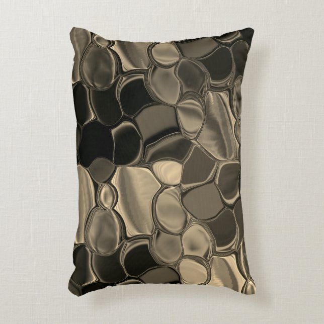 Brown or coppery bits, circles and rounded shapes accent pillow (Front(Vertical))