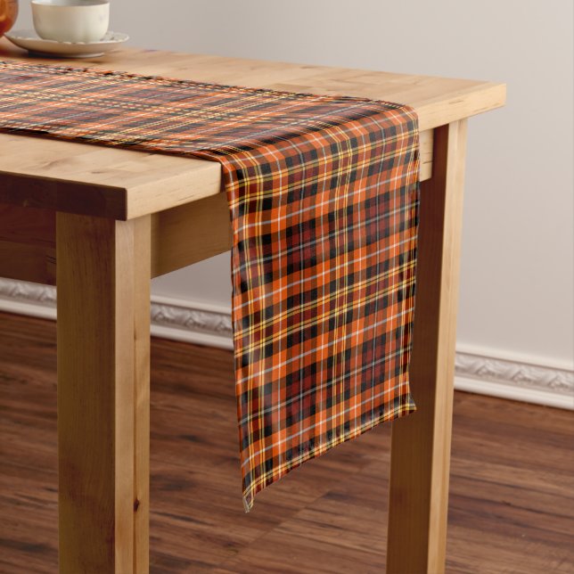 Brown, Orange and Yellow Fall Plaid Pattern Short Table Runner (In Situ)